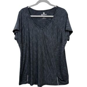 90 Degree by Reflex Women Activewear Top V Neck Stretch Gray Heathered Sz 1X